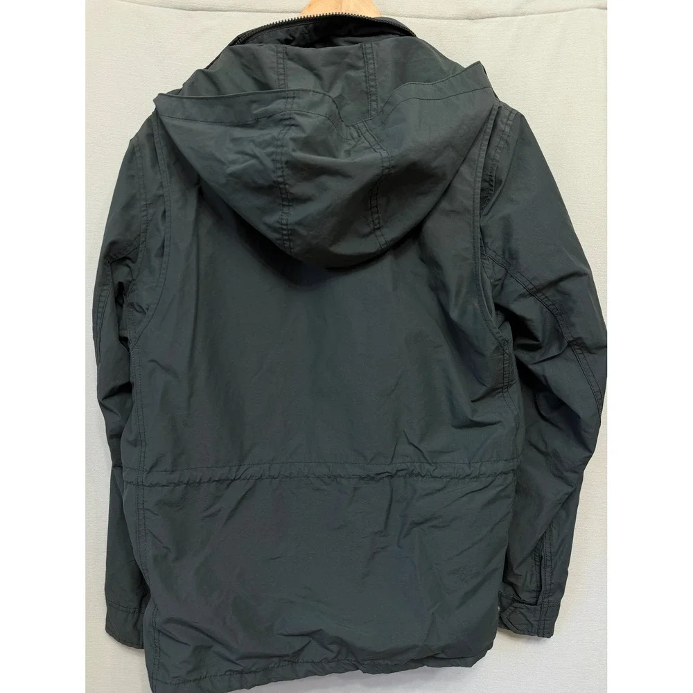 Gap Mens Fall Fatigue Utility Jacket Blue Slate Gray Hooded Field Coat Medium